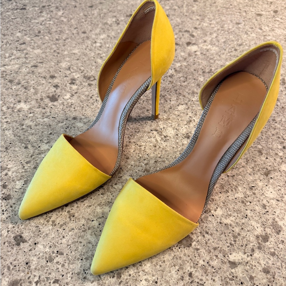 LAMB Yellow Pointed-Toe Stiletto Pumps